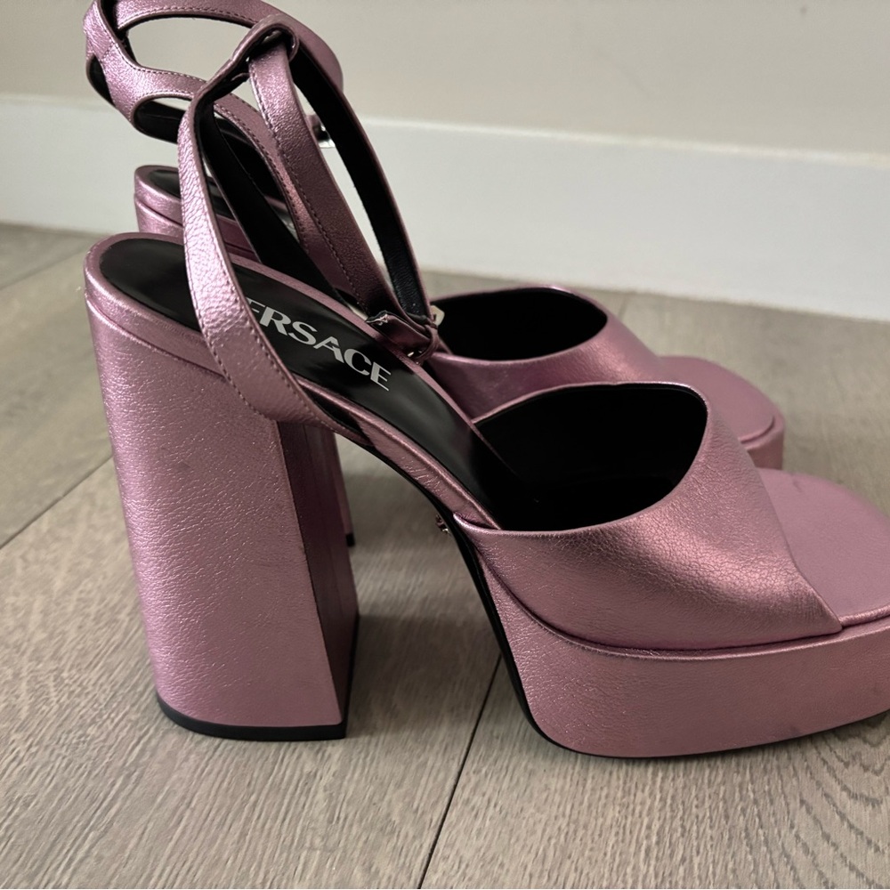 Versace Shimmering Pink Platform Sandals